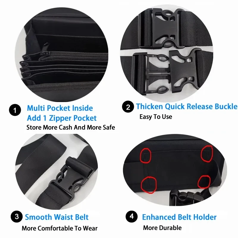 Multi Pocket Driver Coin Holder, Euro Coin Dispenser, Sorter, Colecionador Fanny Pack, Recibo de Dinheiro, Bolsa de Garçom, Cintura Carteira, 8 Slots