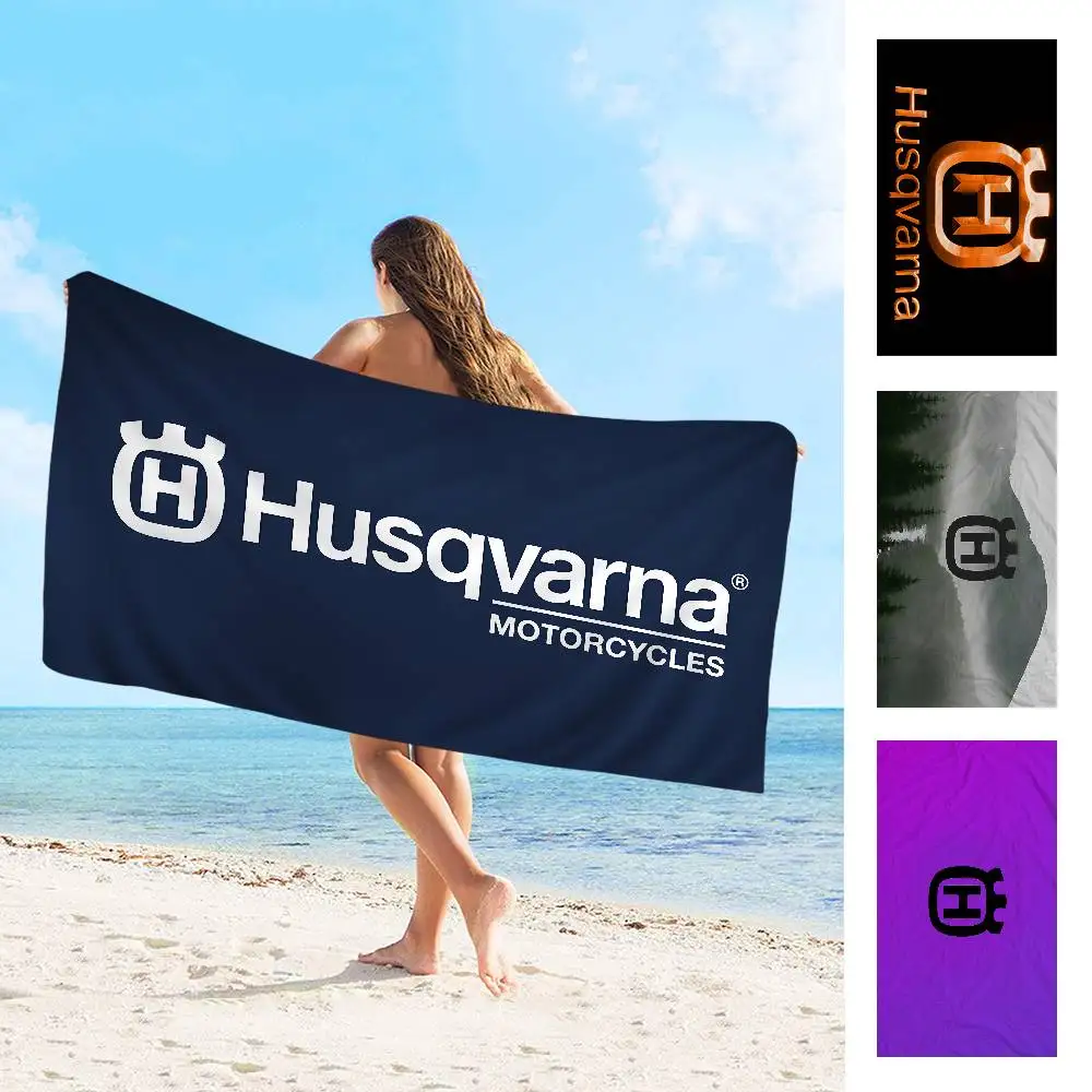 H-Husqvarnas Logo Microfiber Beach Towel Absorbent Quick dry Soft Yoga Swimming Resort Mountain Climbing Towel