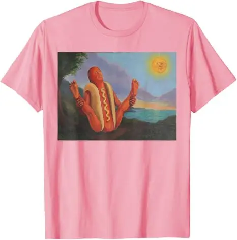 Hotdog, der sich in der Sonne sonnt, lustiges Hotdog-Yoga-T-Shirt, Y2k BBQ seltsame Essenskunst Comic-Grafik-Bekleidung, Yoga-Witz-Persönlichkeits-T-Shirt – Detail 6