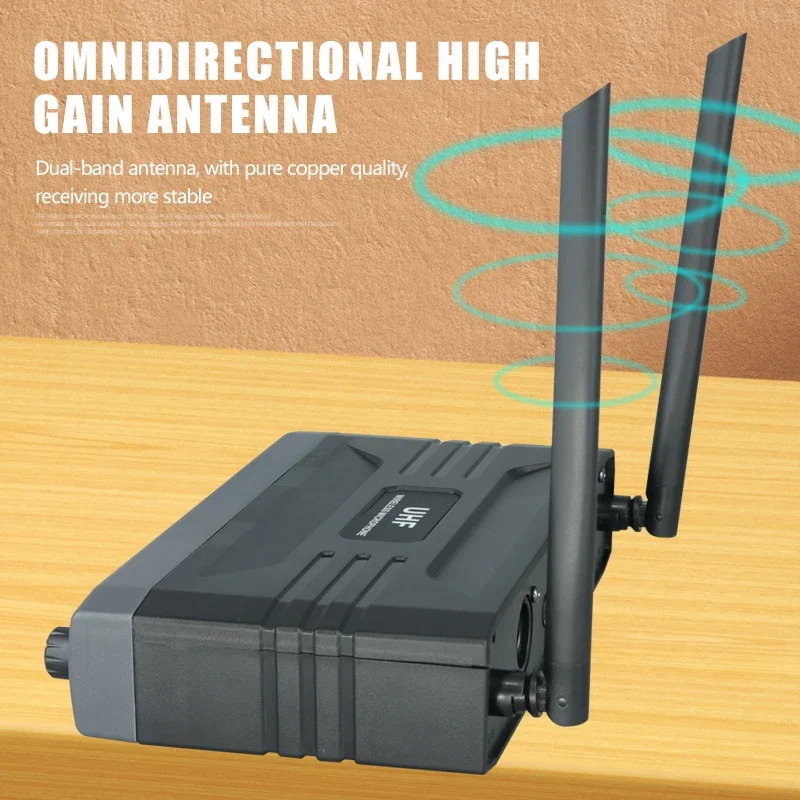 Drahtloses Mikrofon Handheld Dual Kanäle UHF Festfrequenz Dynamisches Mikrofon für Karaoke Hochzeit Party Band Kirche Show