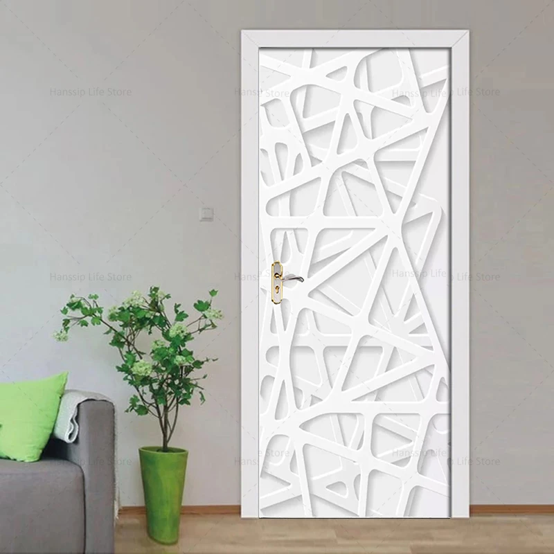 3D three-dimensional geometric door sticker black and white style suitable for bedroom door sticker