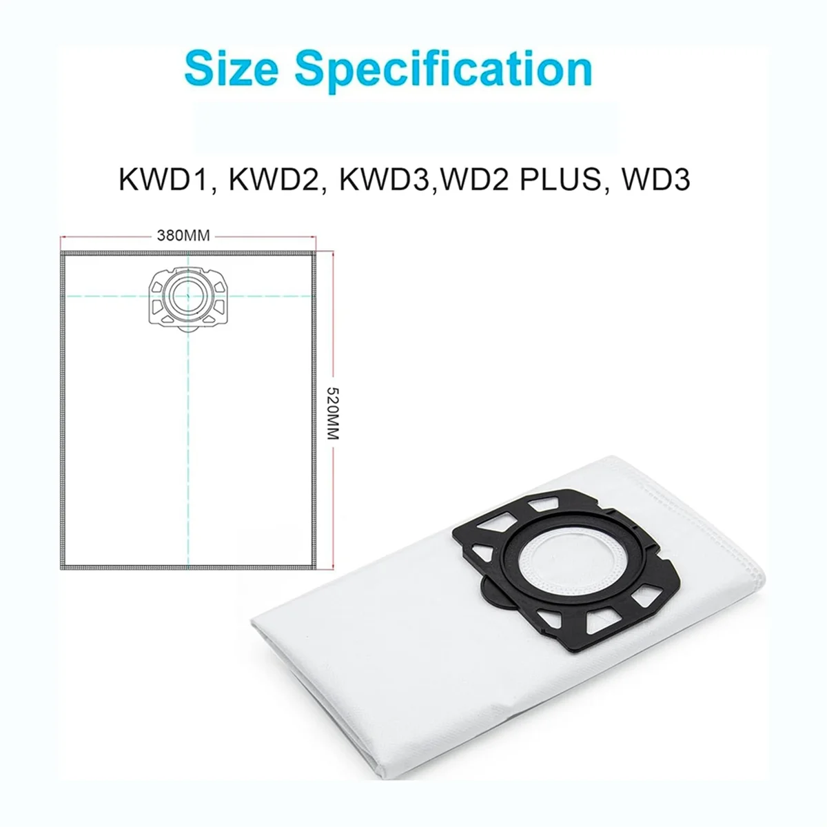 Vacuum Cleaner Bags Filter Suitable for Karcher KFI 357 KFI357 KA 40 Replacement Bag for Karcher 2.863-314.0WD2 Plus WD3