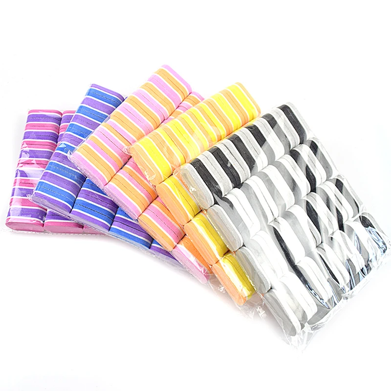 10/20/40Pcs Mini Cuver Nails File Block Sponge Art Nail Buffer Files 100 180 Colorful Strong Sandpaper Sanding Nails Accessories