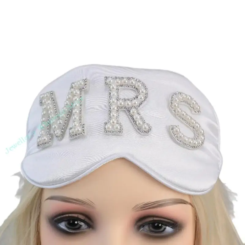 

R7UF Girl Eye Mask Sleep Mask Jeweled Pearls Wedding Headpeice Rhinestones Pearls