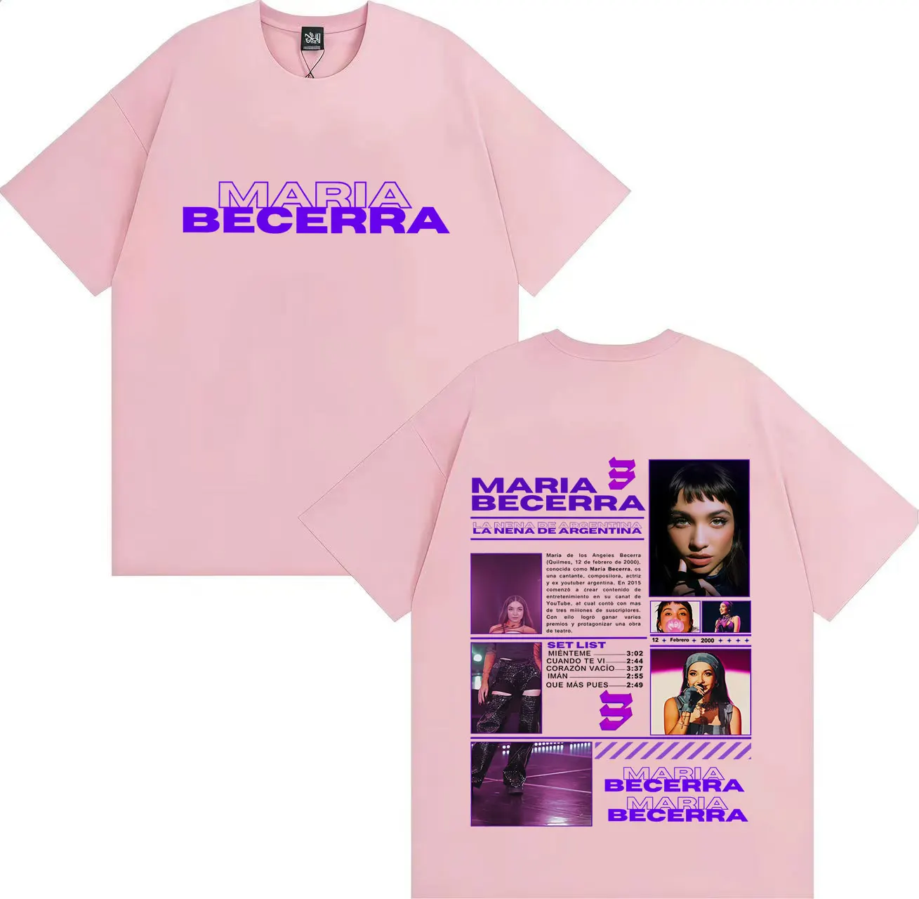 الصيف ماريا بيسيرا لا نينا 2025 جولة Harajuku تي شيرت رجل إمرأة موضة تي شيرت عادية الجمالية المتضخم تي شيرت المراهقين #5