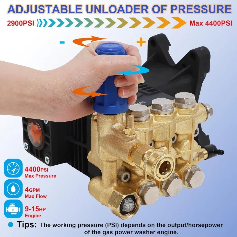 Pressure Washer Pump,  Direct Drive Pump with Adjustment Unloader, Replacement Pumps for Cold Water Gas Power Pressure Washer