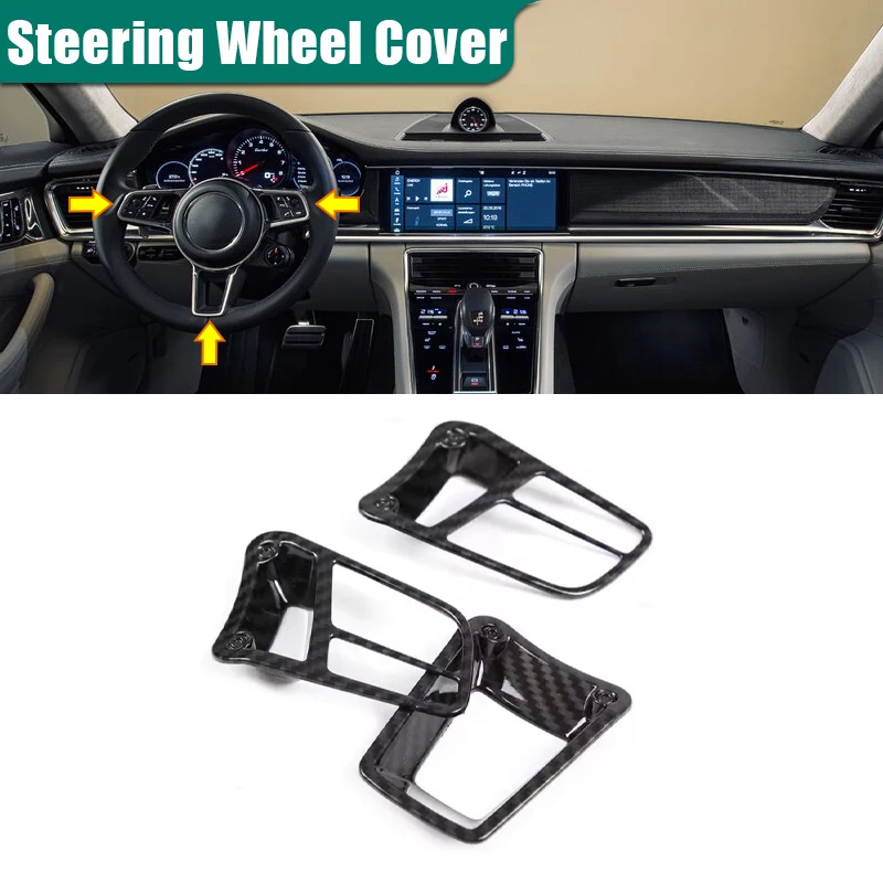 

Protector Interior para volante de coche de fibra de carbono para Porsche Panamera Macan 14-20 Cayenne 15-20 718 911 918 12-15