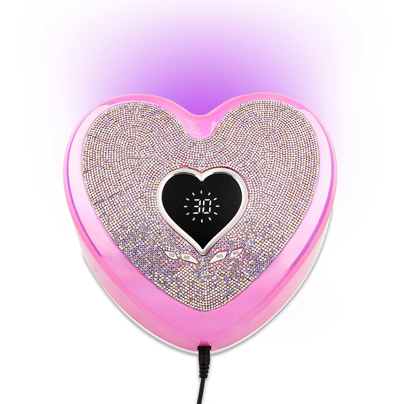 96W Nail Lamp Rechargeable Nail Drill Machine Cute Heart Shape Fast Drying Manicure Hybrid Pro Cure UV LED Nail Lamp