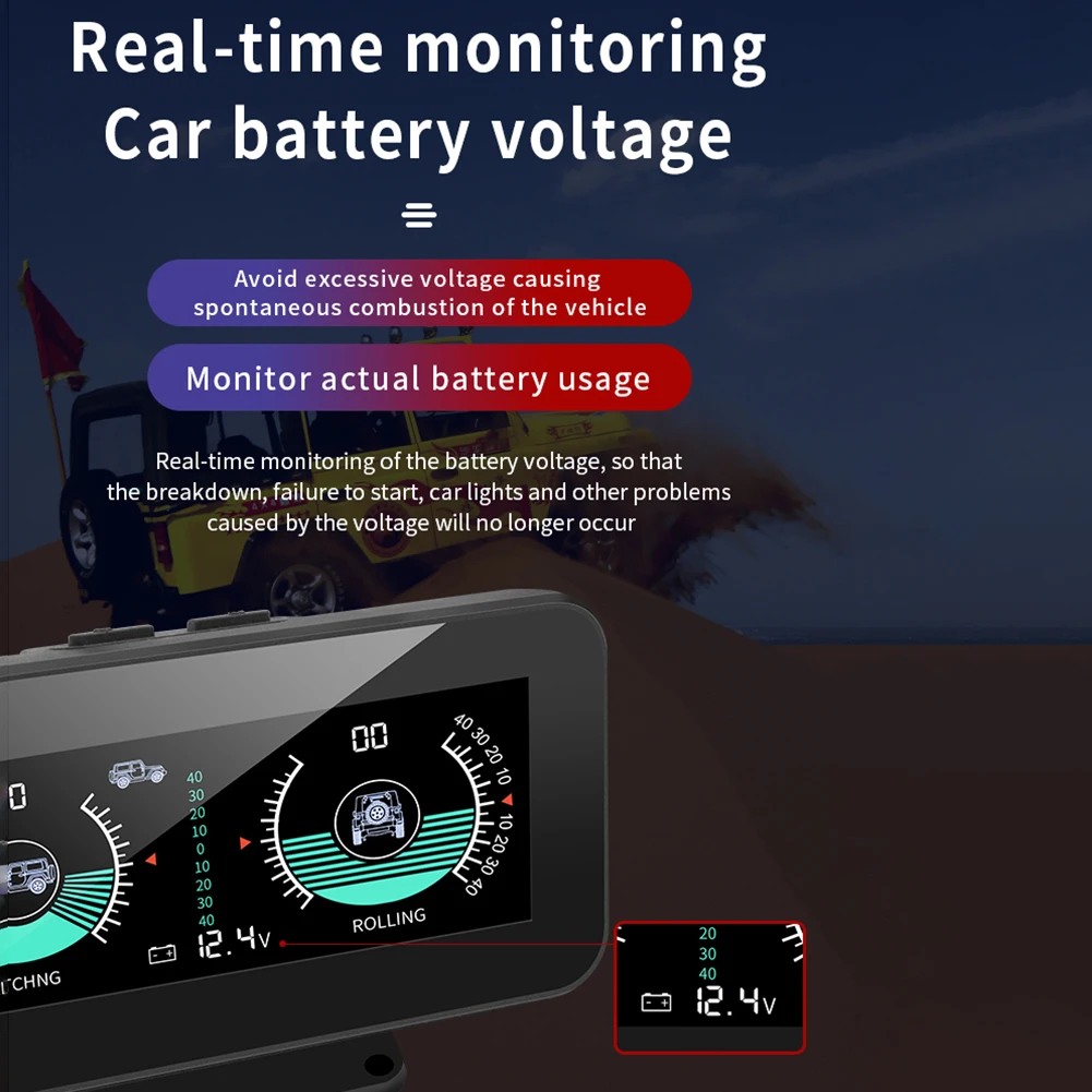 Off-road Car Digital Inclinometer Guage Tilt Indicator Angle Level Slope Meter Dash Parts Intelligent Inclinometer Off-road 4X4