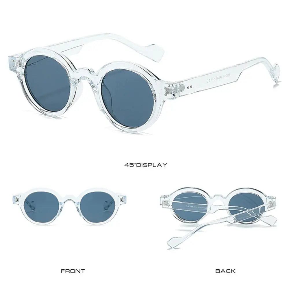 Fashion Double Color Round Sunglasses Clear Lens Rivets Decoration Punk Shades UV400 Retro Sun Glasses for Women & Men