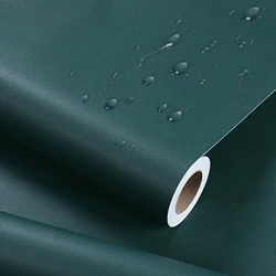 PVC Waterproof Vinyl Wall Contact Paper Dark Green Self-Adhesive Wallpaper Bedroom Kitchen Cabinet Furniture Stickers Home Decor