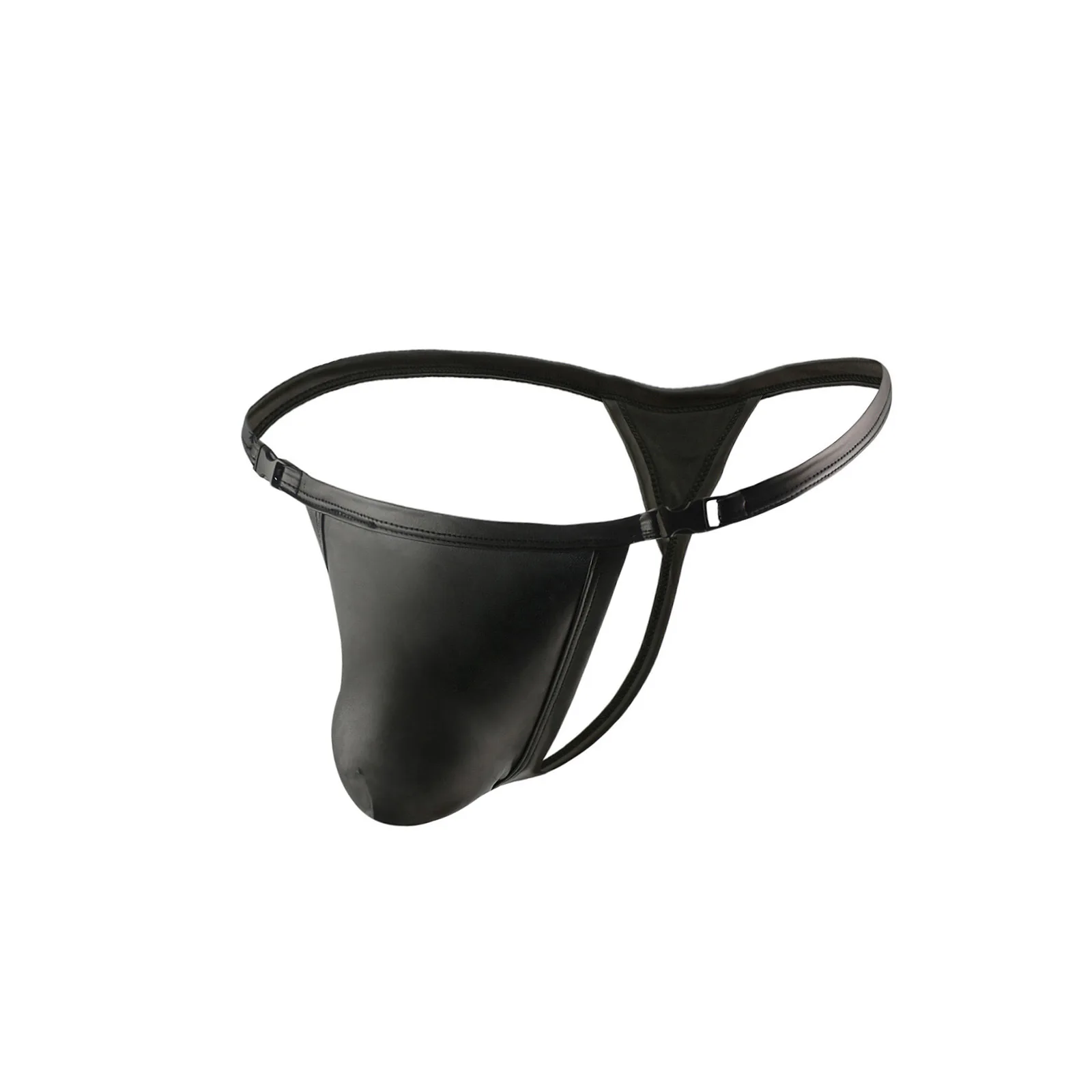 Faux Leather T Back Thong for Men Sexy Side Open G-string Soft PU Crop Top Panties Fetish Gays Porn Open Buttock Exotic Lingerie