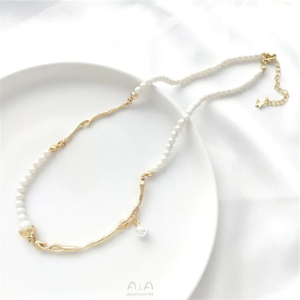 14K 금으로 감싼 용암 가지 연결 액세서리 수제 진주 목걸이 쇄골 체인 DIY 쥬얼리 재료