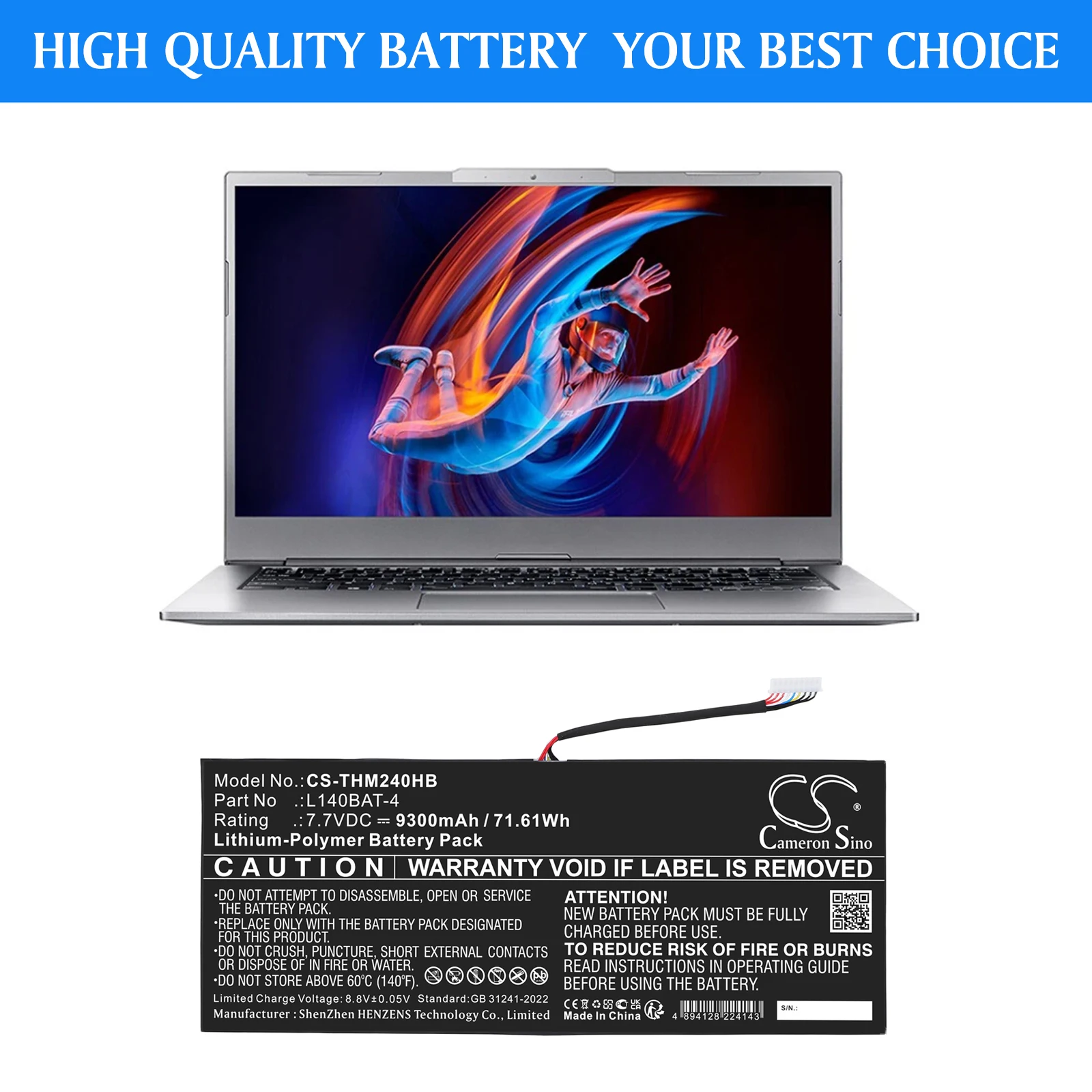 Replacement 7.7V 9300mAh Laptop Battery for Schenker VIA 14 Late 2020, Work 17 Tiger Lake-H, For Thunderobot MixBook Air