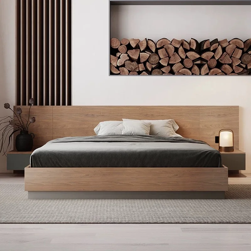 

Modern Minimalist Tatami Wooden Queen King Size Storage Bed Set With Drawer With Headboard for Hotel Home