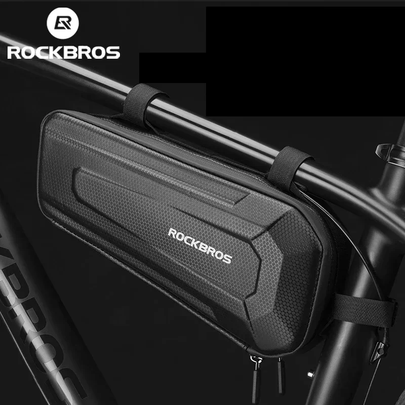 ROCKBROS Hard Shell Bicycle  MTB Road Bike Bag Carbon Pattern Waterproof Top Tube Bag Cycling Saddle Bag 1.5L High Capacity