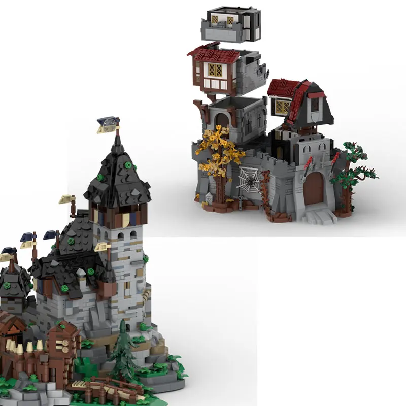 

Распродажа MOC-212550, мини-средневековый замок Dwelling 224579, ведьма, мелкие частицы, строительный блок, модель игрушки в подарок