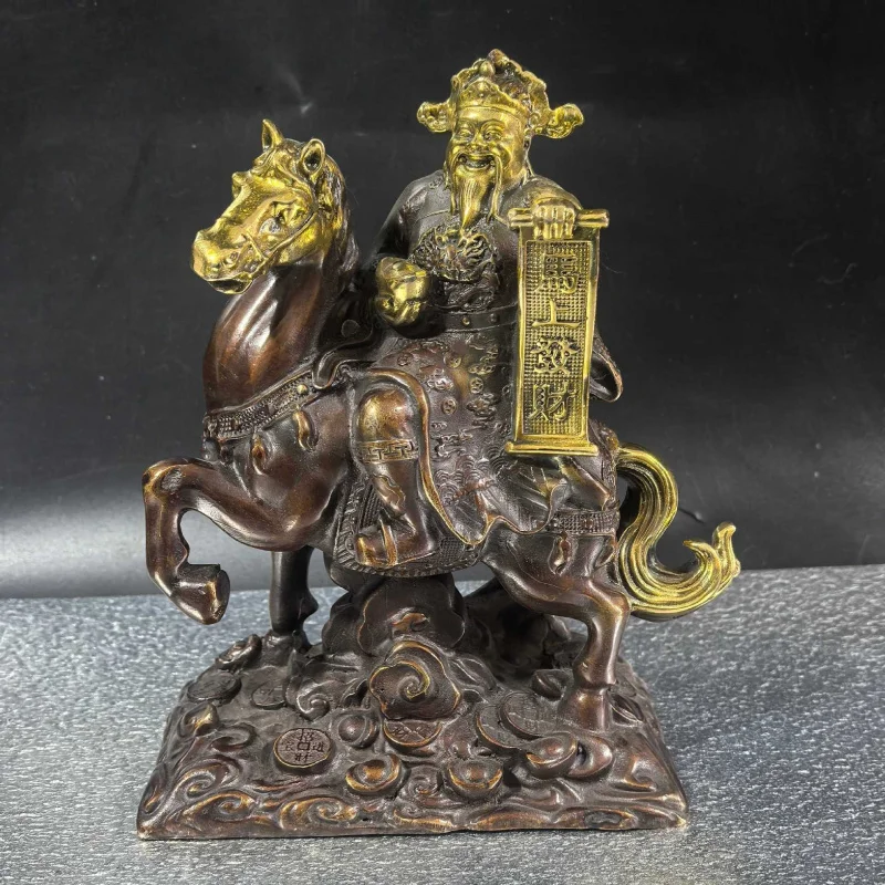 Gilt copper ornaments Year of Horse, symbolizing and prosperity, featuring the Bronze Seal God of Wealth, for