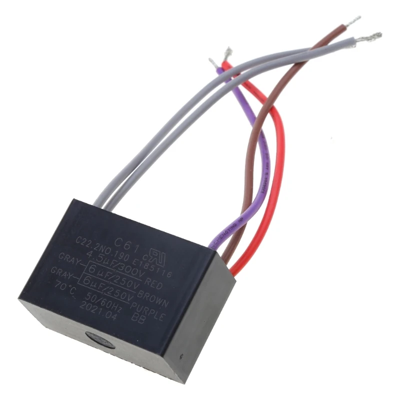 2023 ใหม่ CBB61 250V เพดาน Fan Capacitor สำหรับมอเตอร์พัดลมไฟฟ้าเครื่องกำเนิดไฟฟ้า 50/60Hz 4.5 + 6 + 5UF 4.5 + 6 + 6UF 5 + 5 + 4