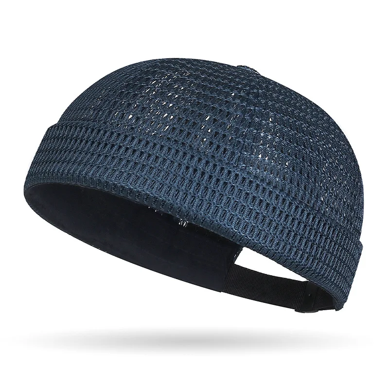 New Mesh Breathable Brimless Melon Skin Hat Summer Ultra-Light Adjustable Docker Beanies Hat Outdoor Hip Hop Sailor Landlord Cap