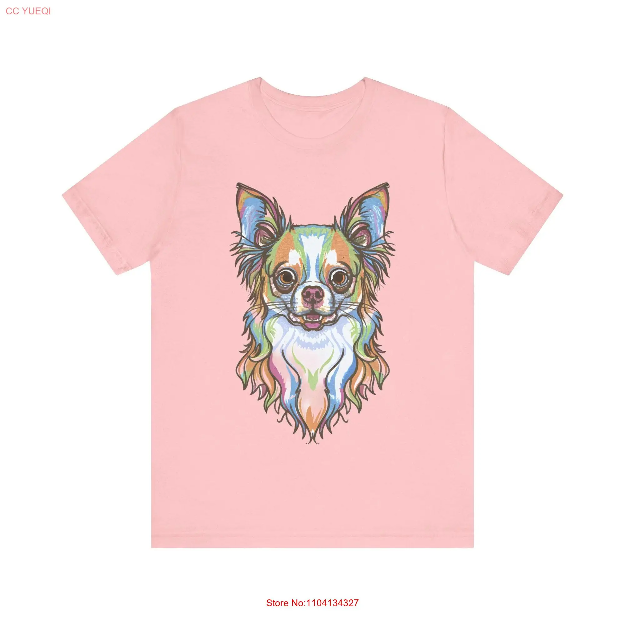 Colorful Chihuahua Dog T Shirt Vibrant Watercolor Canine Pet Lover Clothing Animal Portrait Apparel Funny Puppers