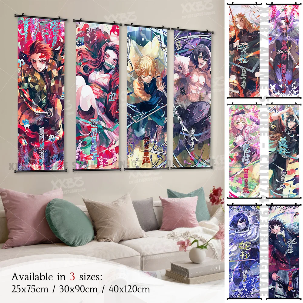 

Аниме Demon Slayer Scrolls картина постер Камадо Танджиро холст украшение дома настенная живопись Hashibira Inosuke подвесная живопись