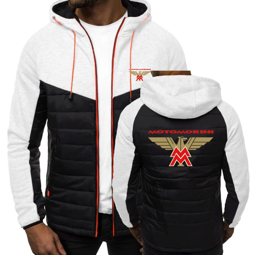 2024 Spring Autumn Men\'s Moto Morini Logo Print Fashion High-Quality Solid Color Patchwork Comfortable Drawstring Cotton Jackets