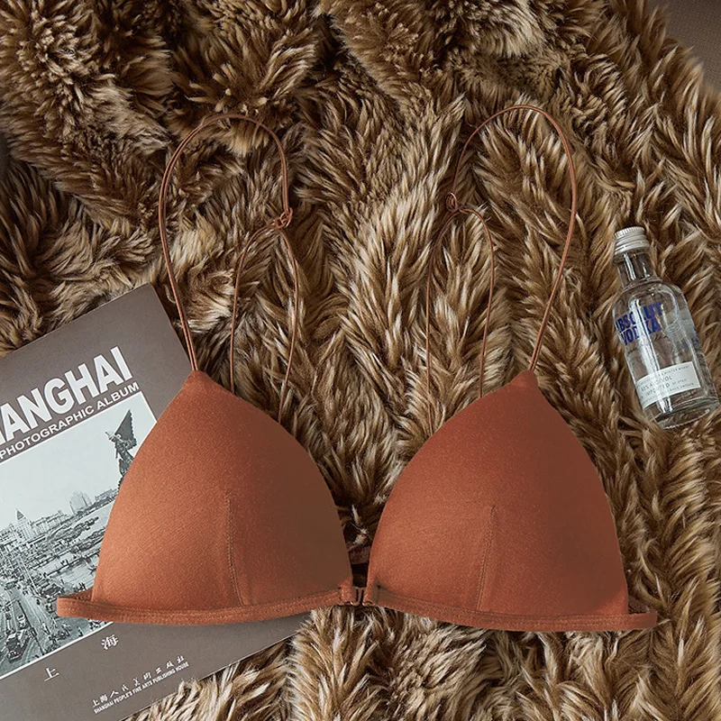 Sommer-Bralette mit Vorderverschluss, volle Brust, französisches Dreieck, ultradünn, verstellbare Träger, rückenfrei, unterstützt Komfort-Unterwäsche, MOYISU