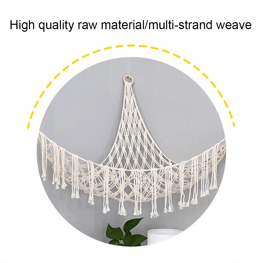 Boho Plush Toy Hammock Corner Hanging Woven Storage Wall Tapestry Net