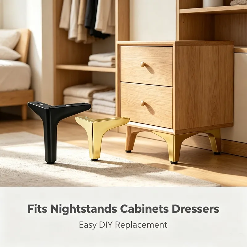 4Pcs Modern Luxury Metal Sofa Legs Triangle Cabinet Table Feet DIY Bedside Table Wardrobe Furniture Support Leg Hardware Parts