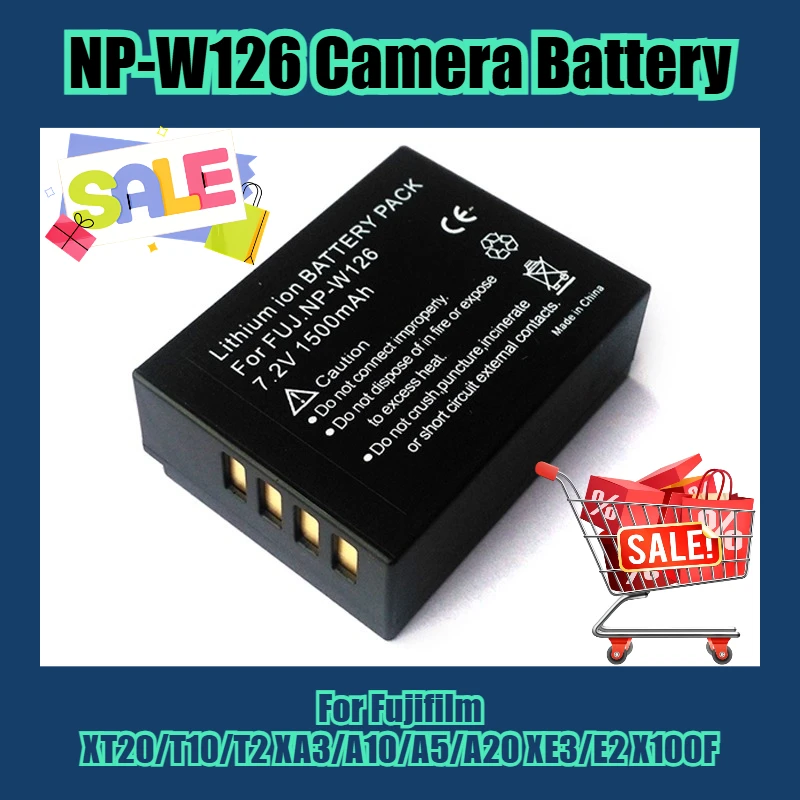 Bateria de câmera 7.2V 1500mAh NP-W126, para Fujifilm XT20/T10/T2 XA3/A10/A5/A20 XE3/E2 X100F