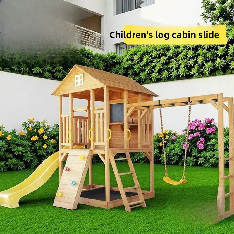 Outdoor wooden slide Qiuqian multi-functional climbing frame Homestay no power amusement facilities