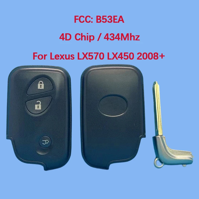 

CN052040 Aftermarket 3 Button Smart Key Fob 433MHz FCC B53EA 4D Chip For Lexus LX570 LX450D 2008+