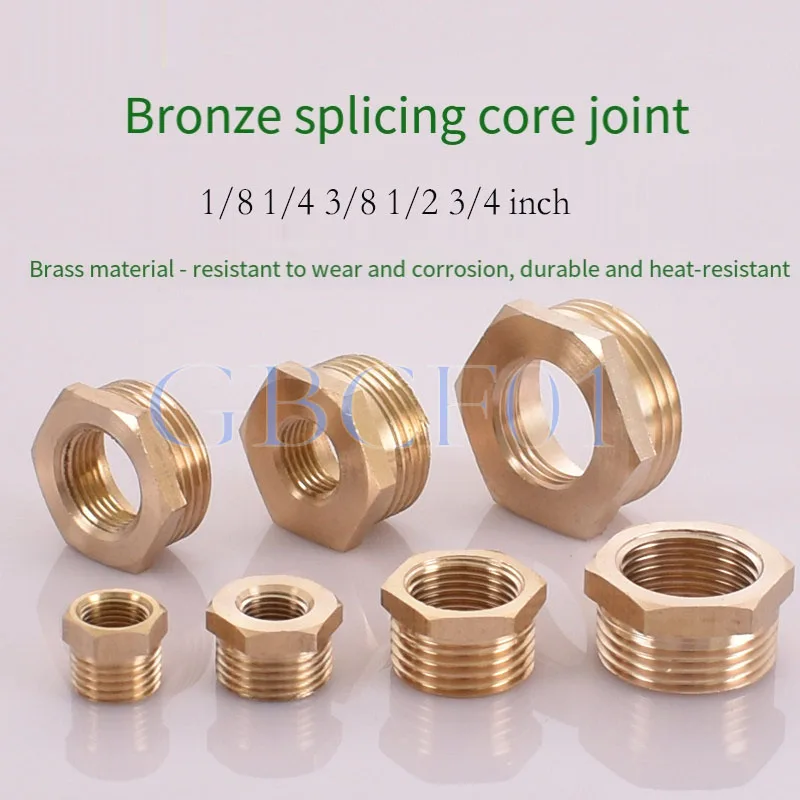 BSP Male to Female Threaded Reducer Bushing, Hex Brass Pipe Connector 1/8
