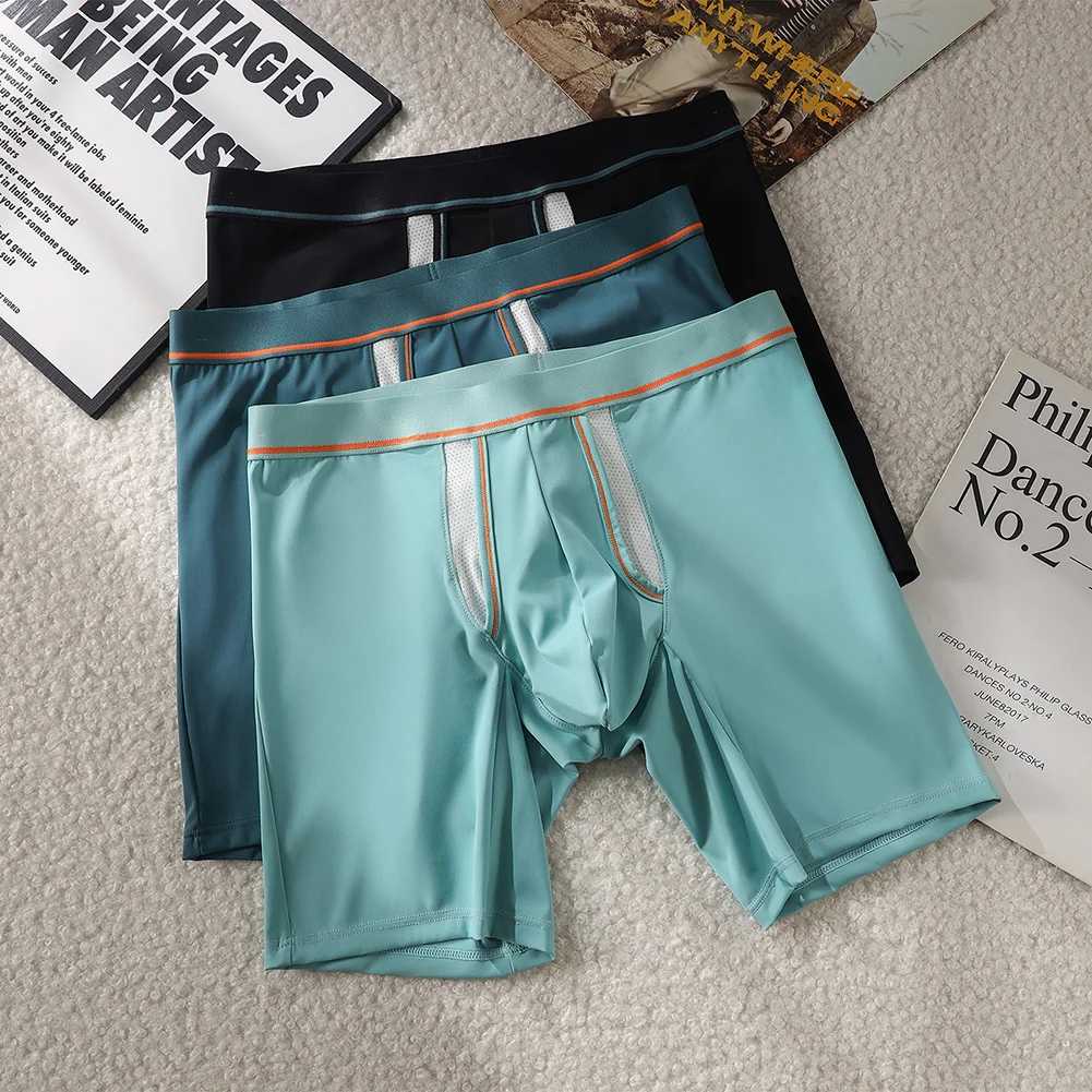 Men Separated Pouch Underwear Sports Bikini Lengthen Flat Corner Long Leg Lingerie Ultra Hot Boxers Soft Trunks Men's Clothing