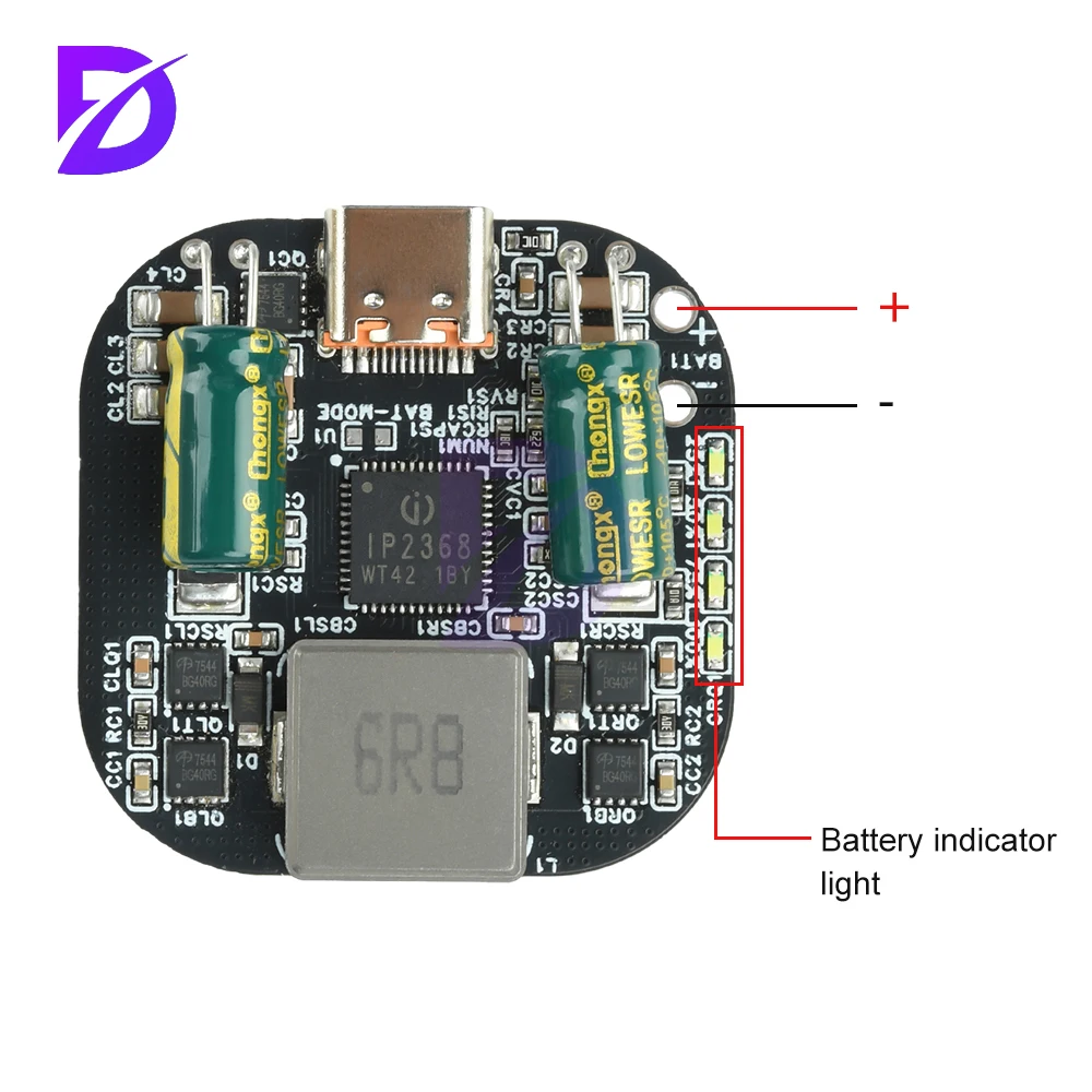 وحدة حماية شاحن ثنائية الاتجاه عالية الطاقة IP2368 2-5S تدعم PD100W Boost Buck شحن سريع واجهة من النوع C
