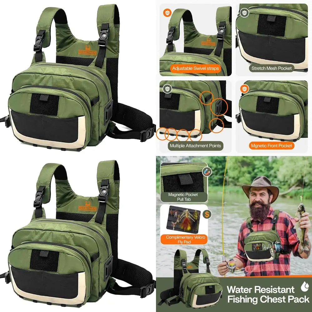 

Magnetic Pocket Fly Fishing Chest Pack - Adjustable, Multi-Compartment Fishing Backpack for Versatile Tackle Storage