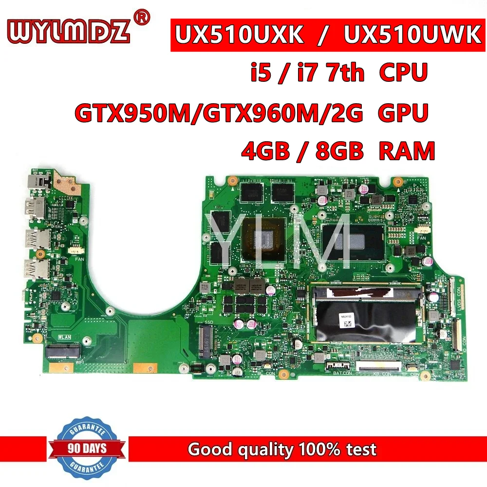 

UX510UW GTX960M GPU i5/i7 7th CPU 4GB RAM Motherboard For Asus UX510UW UX510UWK UX510UXK UX510UX UX510U Laptop Mainboard