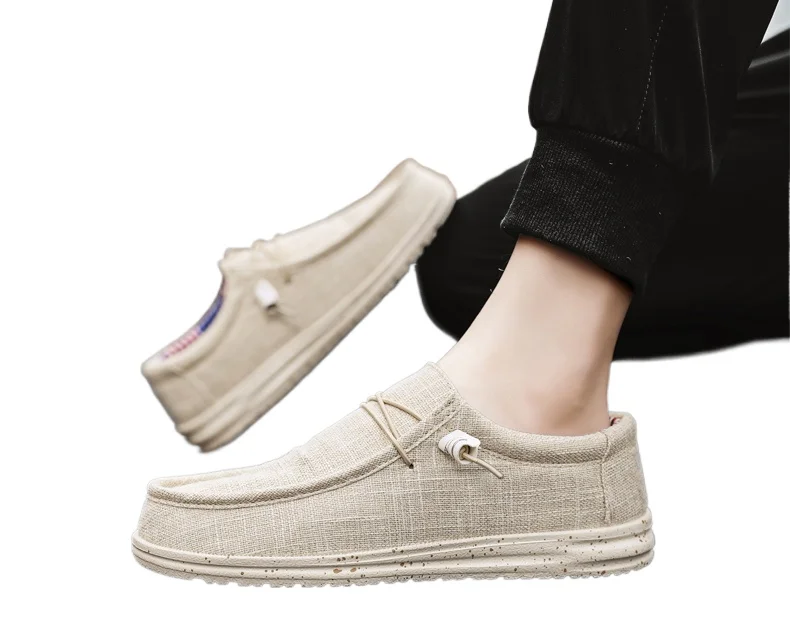 

Men Casual Canvas Shoes Mens Loafers Breathable Slip on Flats Male Vulcanized Driving Plus Size 47 Walking Sneakers