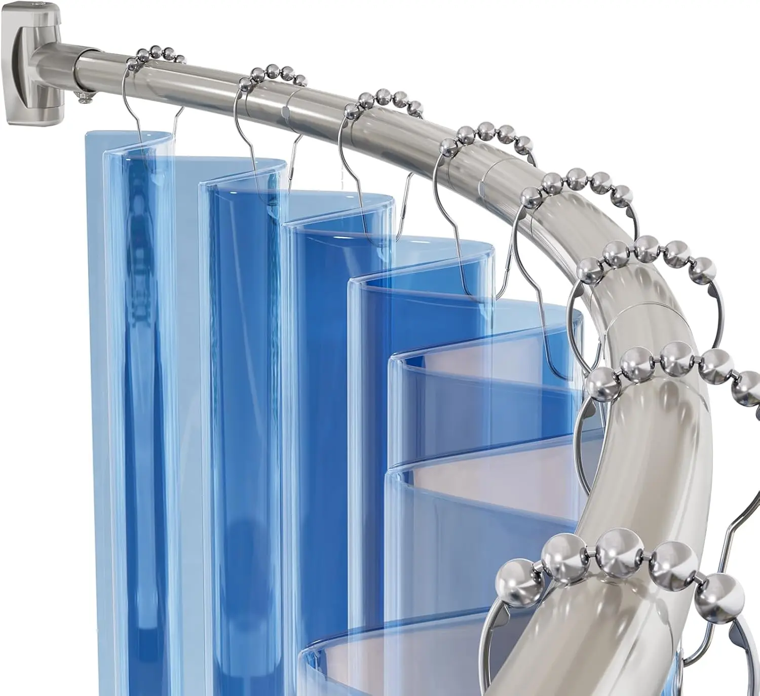 

20-84 Inches Arched Shower Curtain Rod, Heavy Duty Rust Proof Adjustable Telescoping Design Easy Installation, Nickel Finish