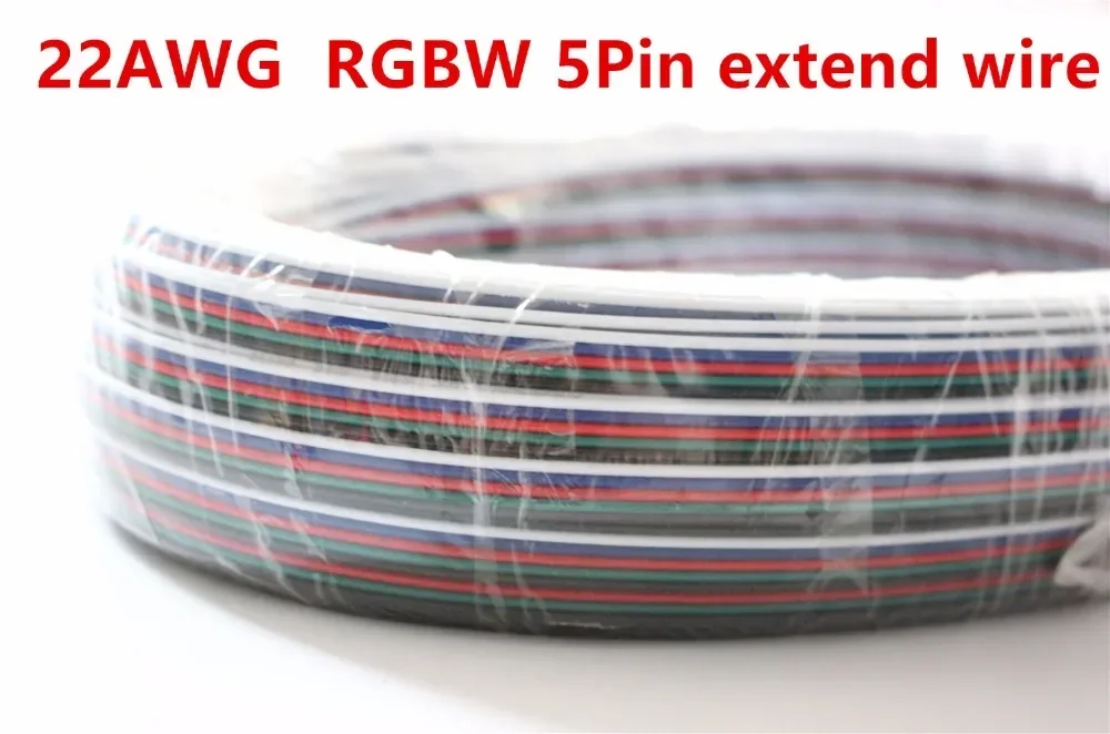 5M 10M 50M 2pin 3pin 4pin 5pin 6pin cable wire for 5050 2835  White RGBW RGBWW RGBCCT LED strip 22AWG  Tinned copper extend wire