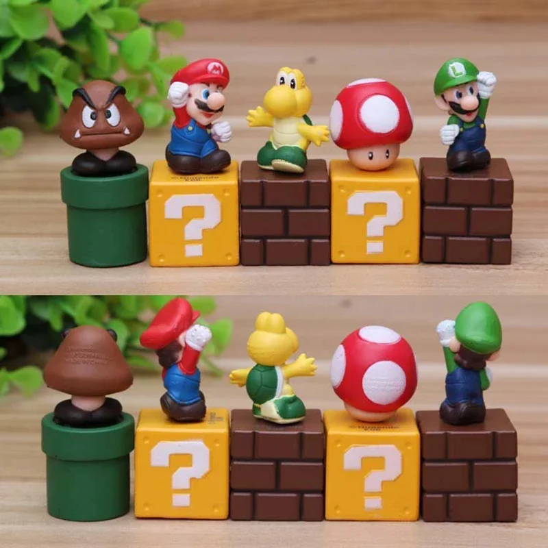 Super Mario Bros Action Figures Luigi Toad Anime Model Toys 5pcs/set Home Decoration Mario Juguetes for Kid Christmas Gift