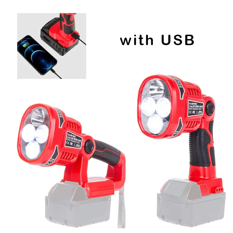 Work Light 12W LED Lamp Flashlight work For Milwaukee 18V M&18 Li-ion Battery,with 4LED Lights high quality Outdoor Lighting