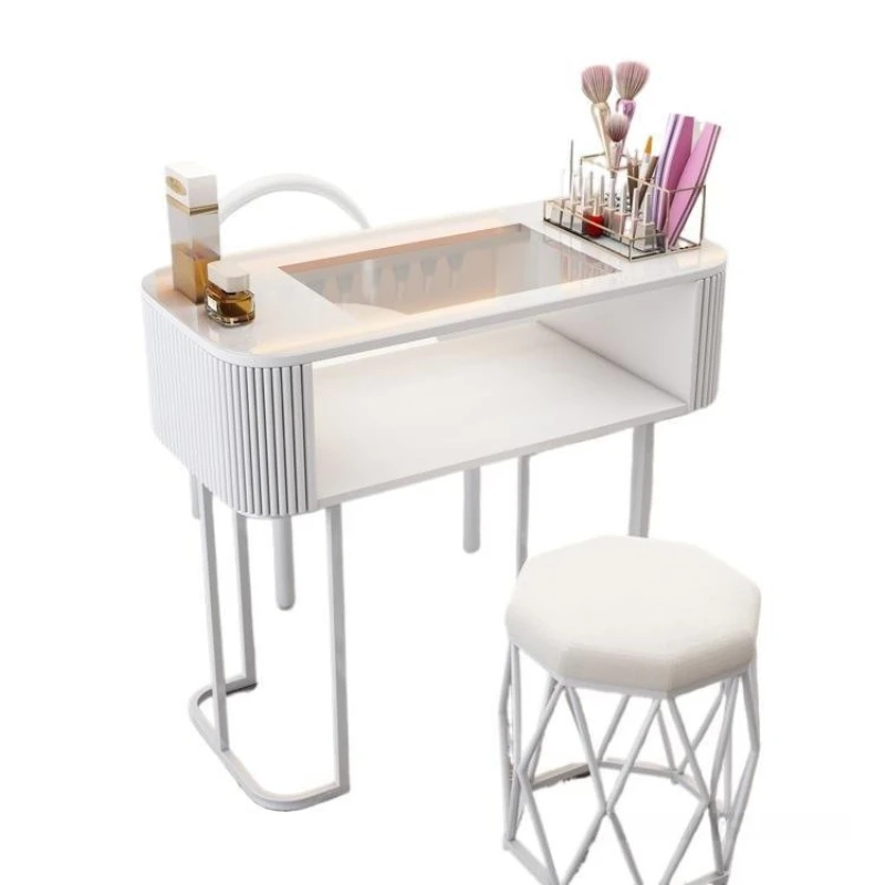 

Cream style manicure table, white glass single full set of light luxury household simple manicure table storage