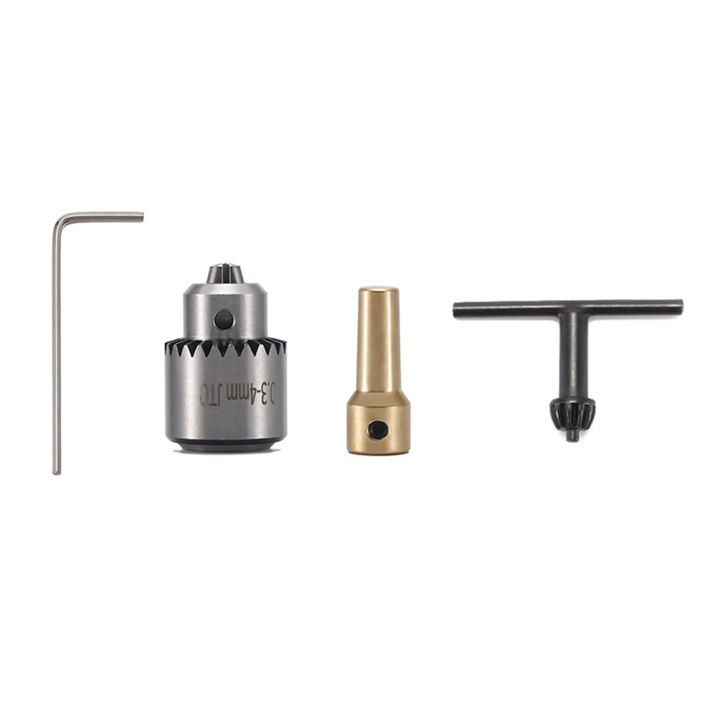 Micro Motor Drill Chuck Clamping Range 0.3-4mm Taper Mounted Mini Drill Chuck With Chuck Key 3.17mm Brass Electric Motor Shaft