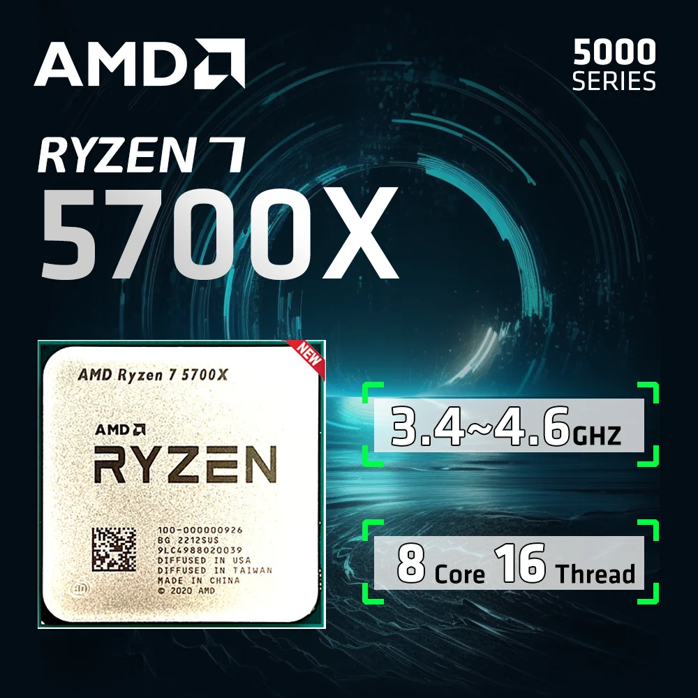 AMD R7 5700X Ryzen 7 5700X 3.4 GHz Eight-Core Sixteen-Thread CPU Processor 7NM L3=32M  Socket AM4 CPU Gaming Processo but no fan