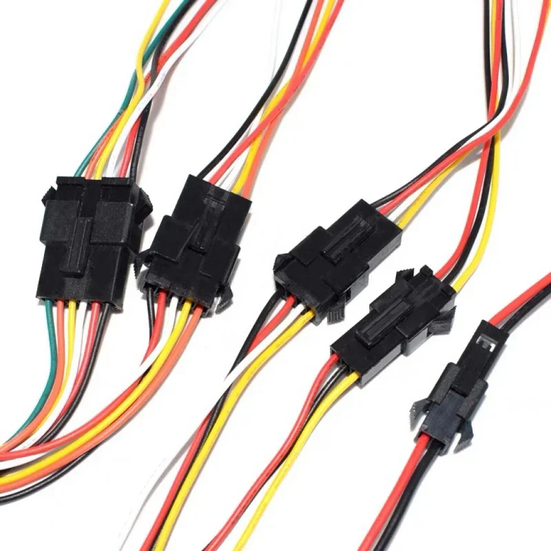 5 Pairs JST SM 2.54mm Connector 2P-6Pin Male Female Docking Plug Socket with 22AWG Wire for LED Strips