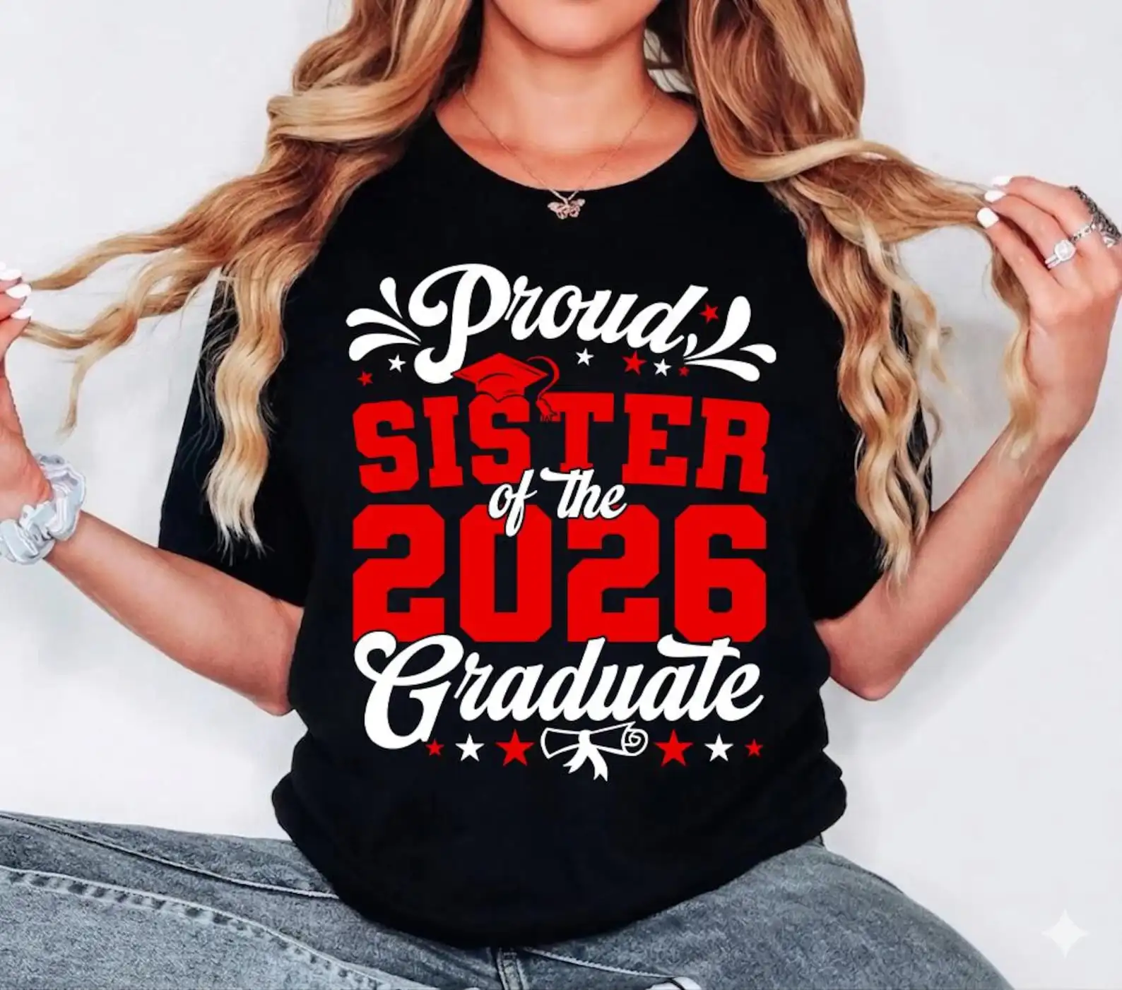 Proud Mom 2026 Graduate Shirt Family Graduation Tee Proud Senior Customized Name Pattern Cotton Tee