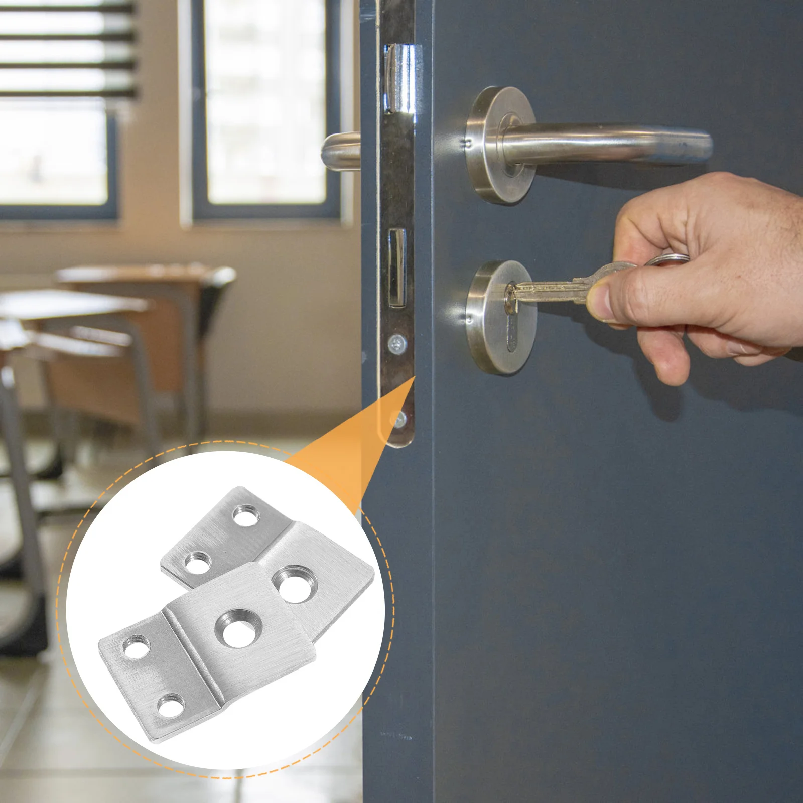 2 قطعة دليل الجسم قفل 2.2 مللي متر سميكة باب من الفولاذ المقاوم للصدأ تعزيز لوحة لباب الأمان ديدبولت طقم تركيب M5 #2