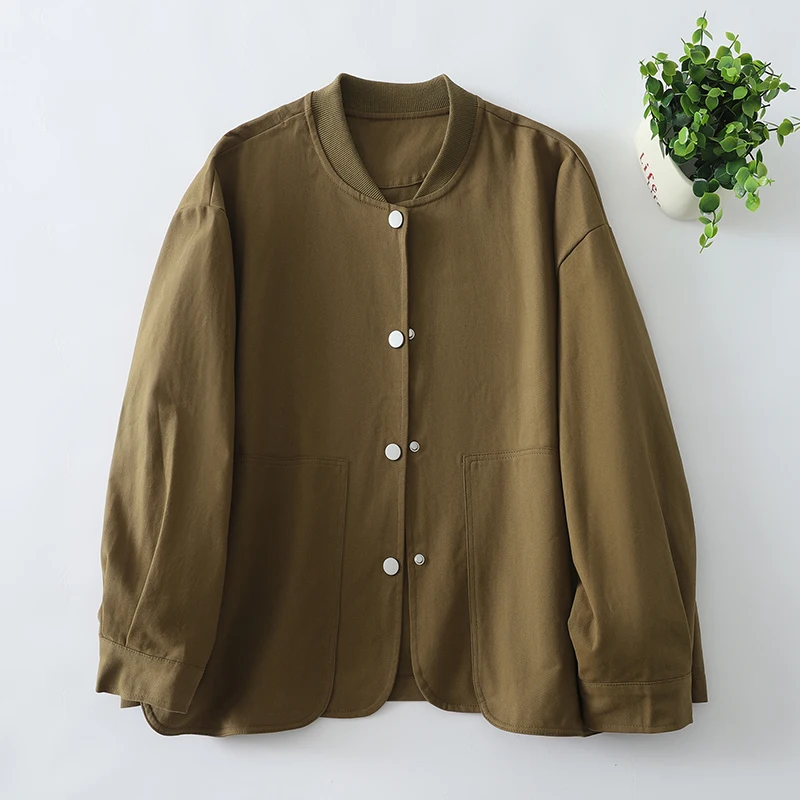 Abbigliamento da lavoro in cotone autunno inverno Jaet Colletto alla coreana con design a fiocco di neve da donna Top in puro colore con grandi kets Faionable